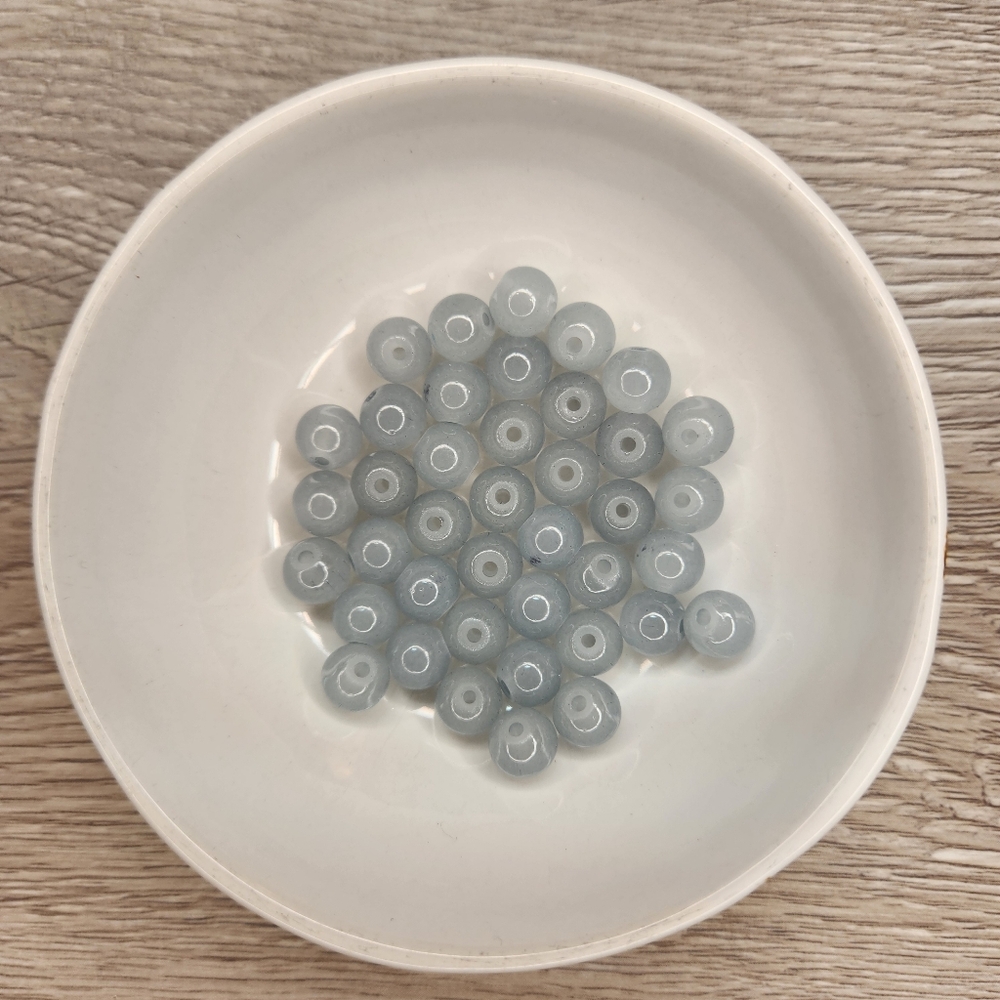 Gray Glass Beads 8mm Round 40 Bead Count #52